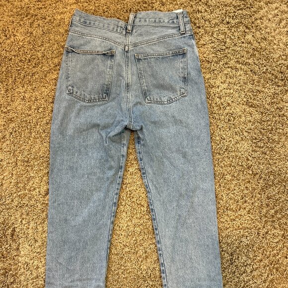 Agolde Criss Cross Straight Women Jeans with Raw Hem in Size 25 Light Wash - Picture 6 of 10